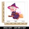 Cute Witch Floating on Broom Waterproof Vinyl Phone Tablet Laptop Water Bottle Sticker Set - 5 Pack
